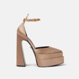 Versace Women Aevitas Pointy Platform Pumps in 16cm Heel Height-Beige