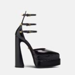 Versace Women Aevitas Pointy Platform Pumps in 16cm Heel Height-Black