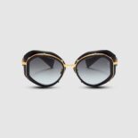 Balmain Women Oval Brigitte Sunglasses with Gold-Tone Balmain Logo-Black