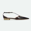 Bottega Veneta Women Rocket T-Bar Ballerina Flat Laminated Leather T-bar Ballerina-Black
