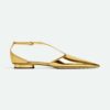 Bottega Veneta Women Rocket T-Bar Ballerina Flat Laminated Leather T-bar Ballerina-Gold