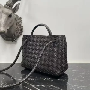 Bottega Veneta Women Small Andiamo Intrecciato Leather Top Handle Bag-Chocolate Brown