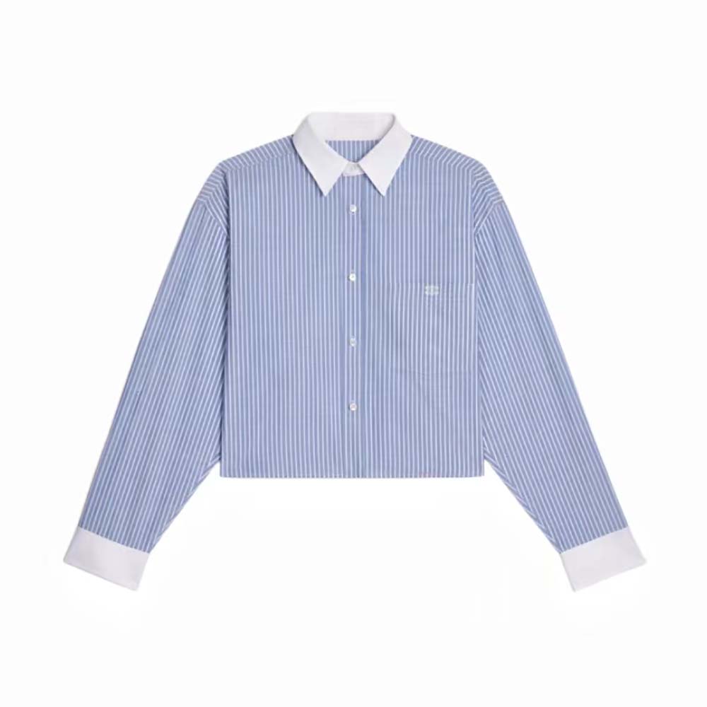 Celine Women Cropped Shirt in Striped Cotton