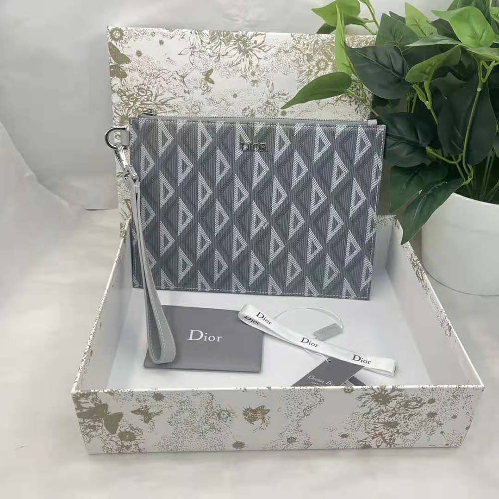 Dior Men A5 Pouch Dior Gray CD Diamond Canvas 2 Dior Men A5 Pouch Dior Gray CD Diamond Canvas - Image 2
