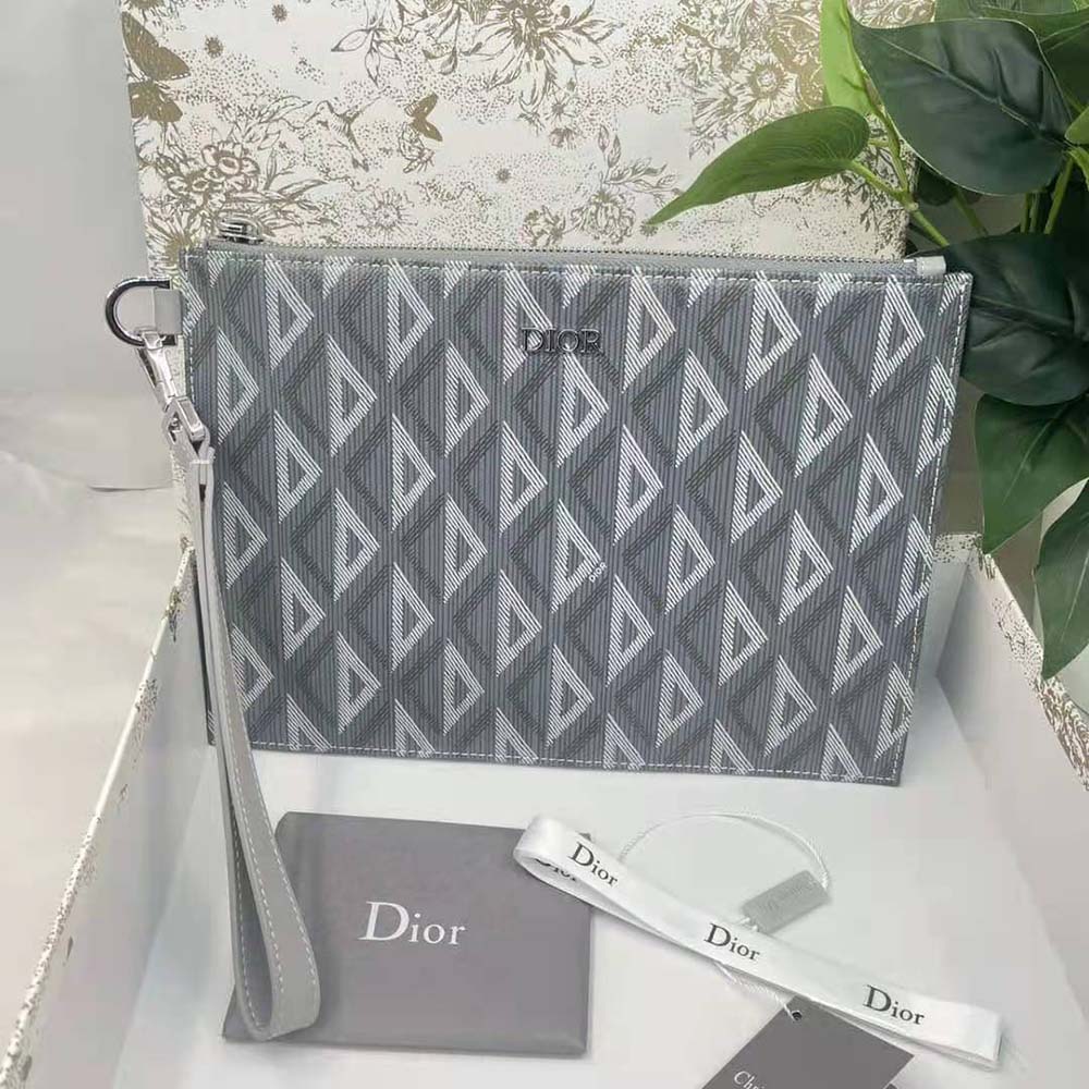 Dior Men A5 Pouch Dior Gray CD Diamond Canvas 4 Dior Men A5 Pouch Dior Gray CD Diamond Canvas - Image 4
