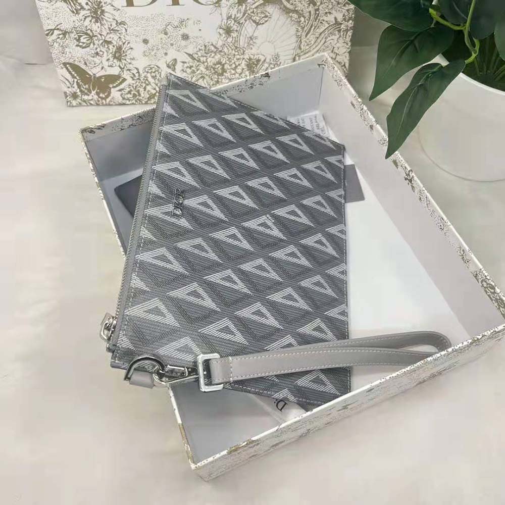 Dior Men A5 Pouch Dior Gray CD Diamond Canvas 6 Dior Men A5 Pouch Dior Gray CD Diamond Canvas - Image 6