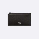 Dior Men Zipped Card Holder Black Grained Calfskin with CD Icon Signature