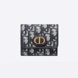 Dior Women 30 Montaigne Lotus Wallet Blue Dior Oblique Jacquard