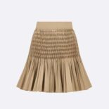 Dior Women Pleated Short Skirt Beige Cotton Gabardine