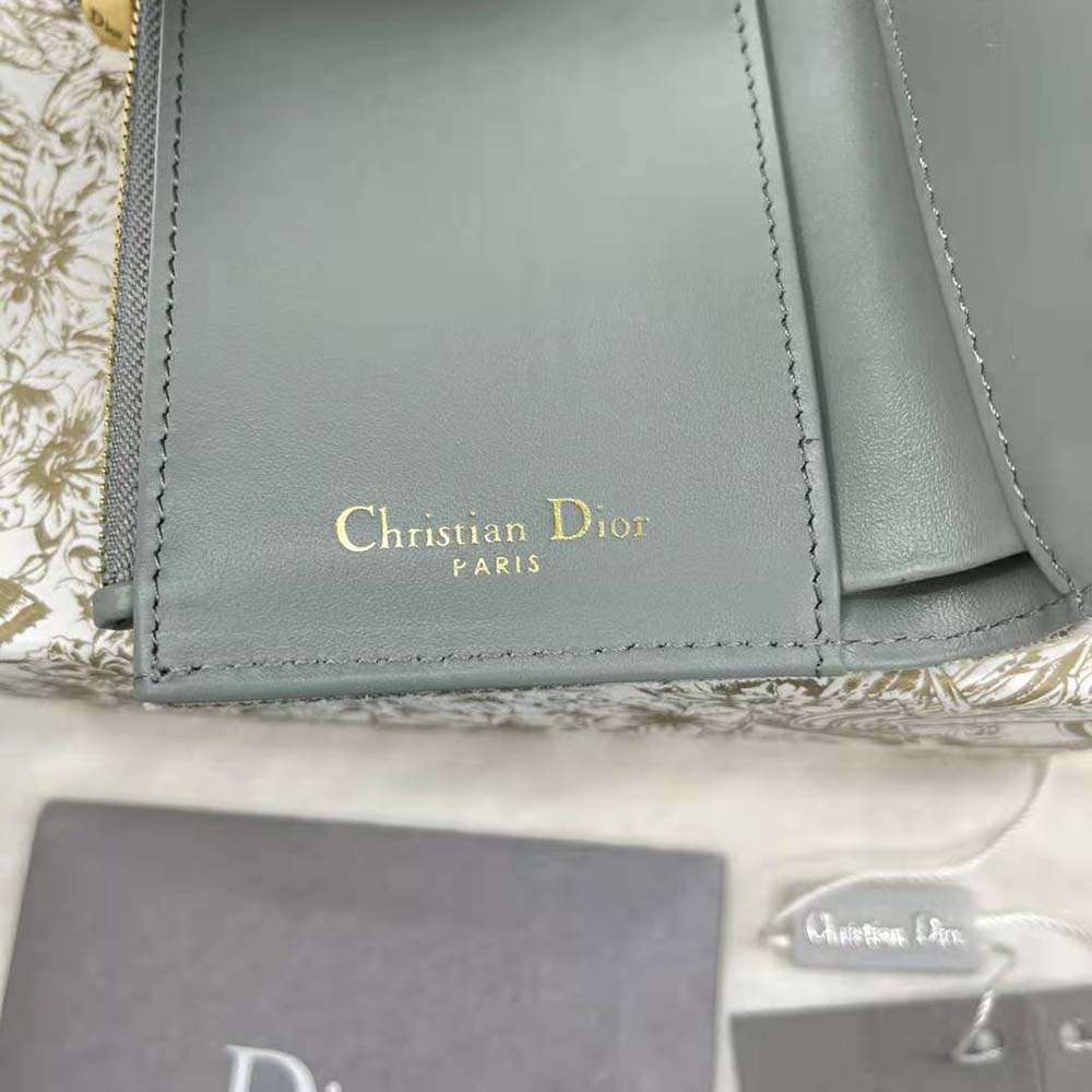 Dior Women Saddle Lotus Wallet Gray Dior Oblique Jacquard