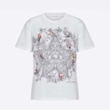 Dior Women T-shirt Ecru Cotton Jersey and Linen with Dior Sevilla Star Motif