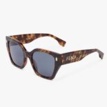 Fendi Unisex Fendi Bold Low Bridge Fit Havana Acetate Sunglasses