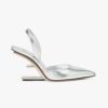 Fendi Women First Silver Leather High-Heeled Slingbacks 11 Fendi Women First Silver Leather High-Heeled Slingbacks