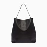 Miu Miu Women Leather Shoulder Bag with Embossed Lettering Logo on the Front