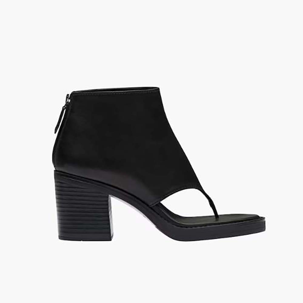 Miu Miu Women Leather Thong Booties-Black 1 Miu Miu Women Leather Thong Booties-Black