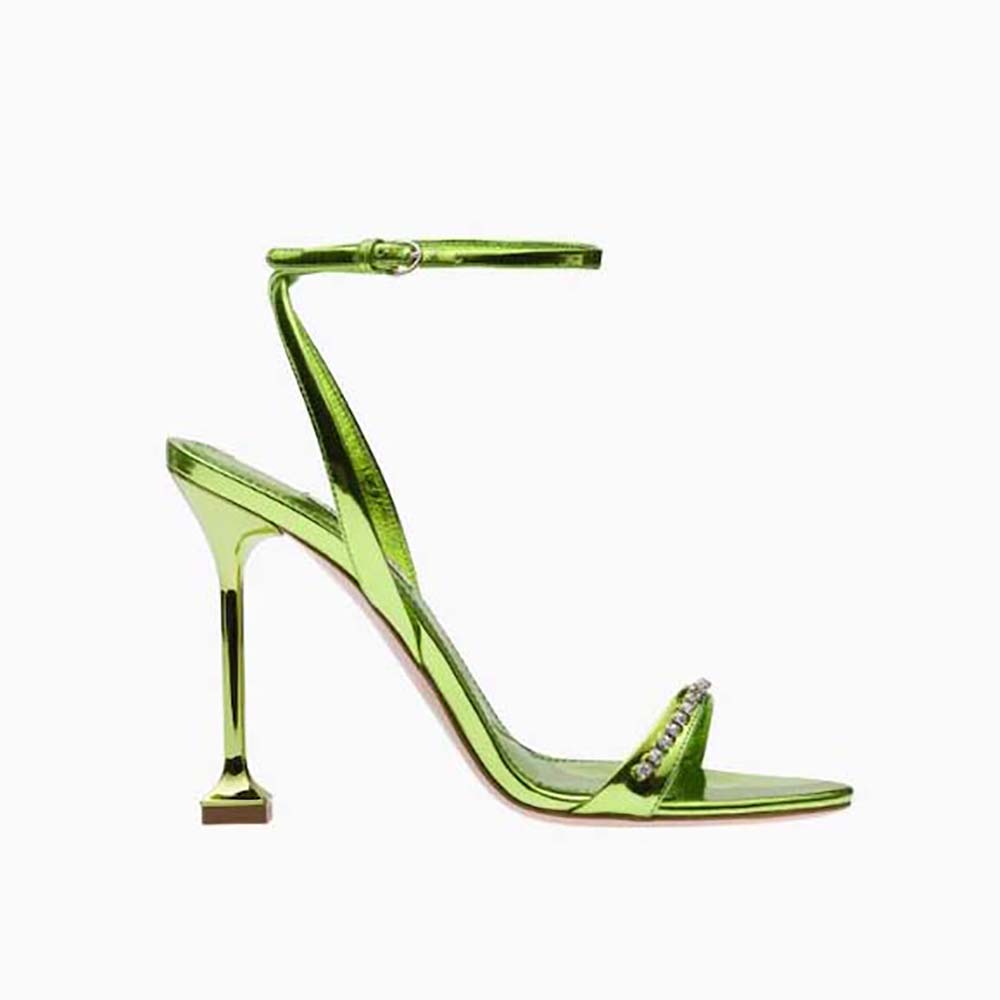 Miu Miu Women Metallic Leather Sandals-Green