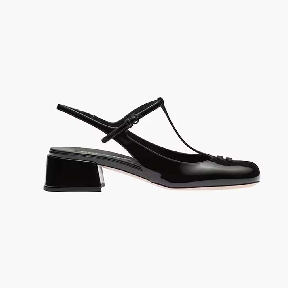miu miu patent leather slingback pumps