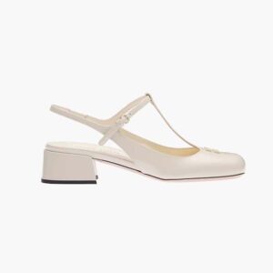 Miu Miu Women Patent Leather Slingback Pumps-White