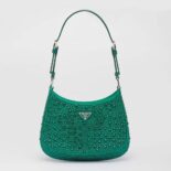 Prada Women Cleo Satin Bag with Crystals-Green