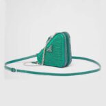 Prada Women Embellished Satin and Leather Mini-Pouch-Green