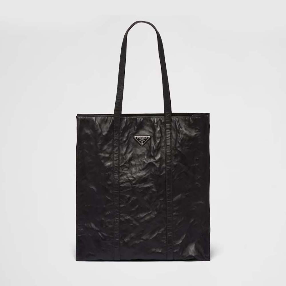 Prada Women Medium Antiqued Nappa Leather Tote Bag-Black