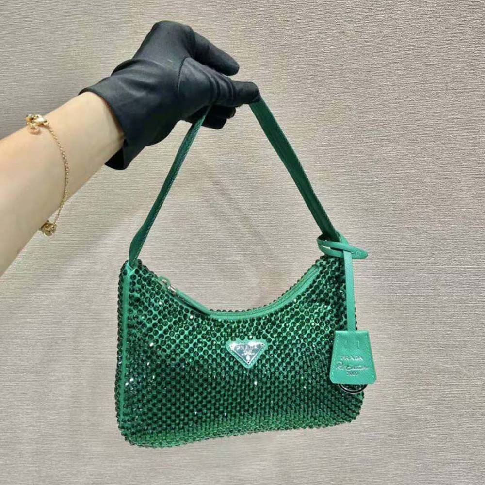 Prada Satin Mini-bag With Crystals in Green