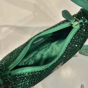 Prada Women Satin Mini Bag with Crystals Green