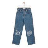Loewe Women Anagram Cropped Jeans in Denim