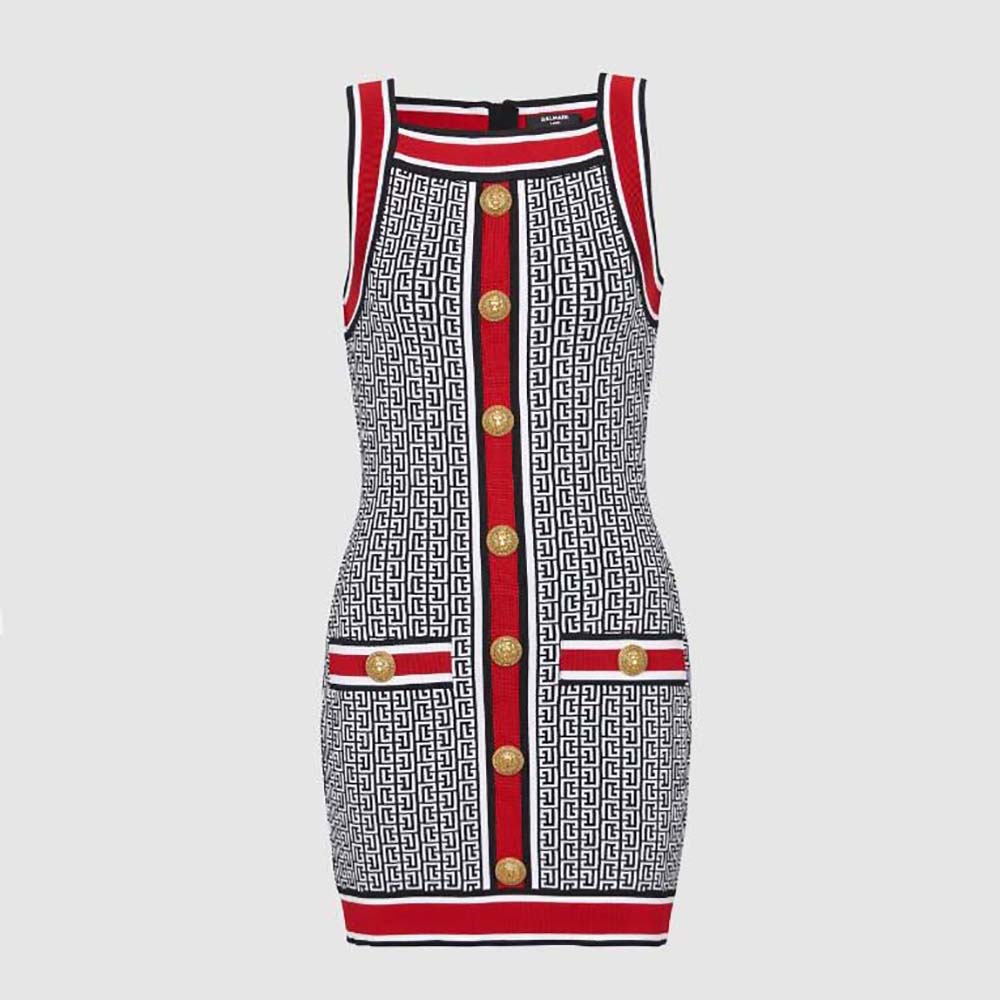 Balmain Women Short Monogrammed Knit Dress