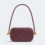 Bottega Veneta Women Knot On Strap Foulard Intreccio Leather Minaudiere with Strap-Maroon