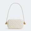 Bottega Veneta Women Knot On Strap Foulard Intreccio Leather Minaudiere with Strap-White