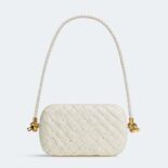 Bottega Veneta Women Knot On Strap Foulard Intreccio Leather Minaudiere with Strap-White