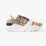Burberry Men Check Suede and Leather Sneakers-White