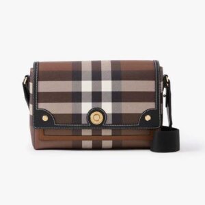 Burberry Women Note Bag with Logo-engraved Studs-Brown