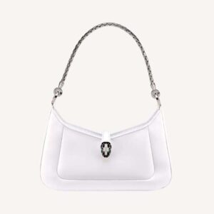 Bvlgari Women Serpenti Baia Small Shoulder Bag in Calf Leather-White