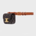 Celine Women Belt Bag Triomphe Belt in Triomphe Canvas and Calfskin