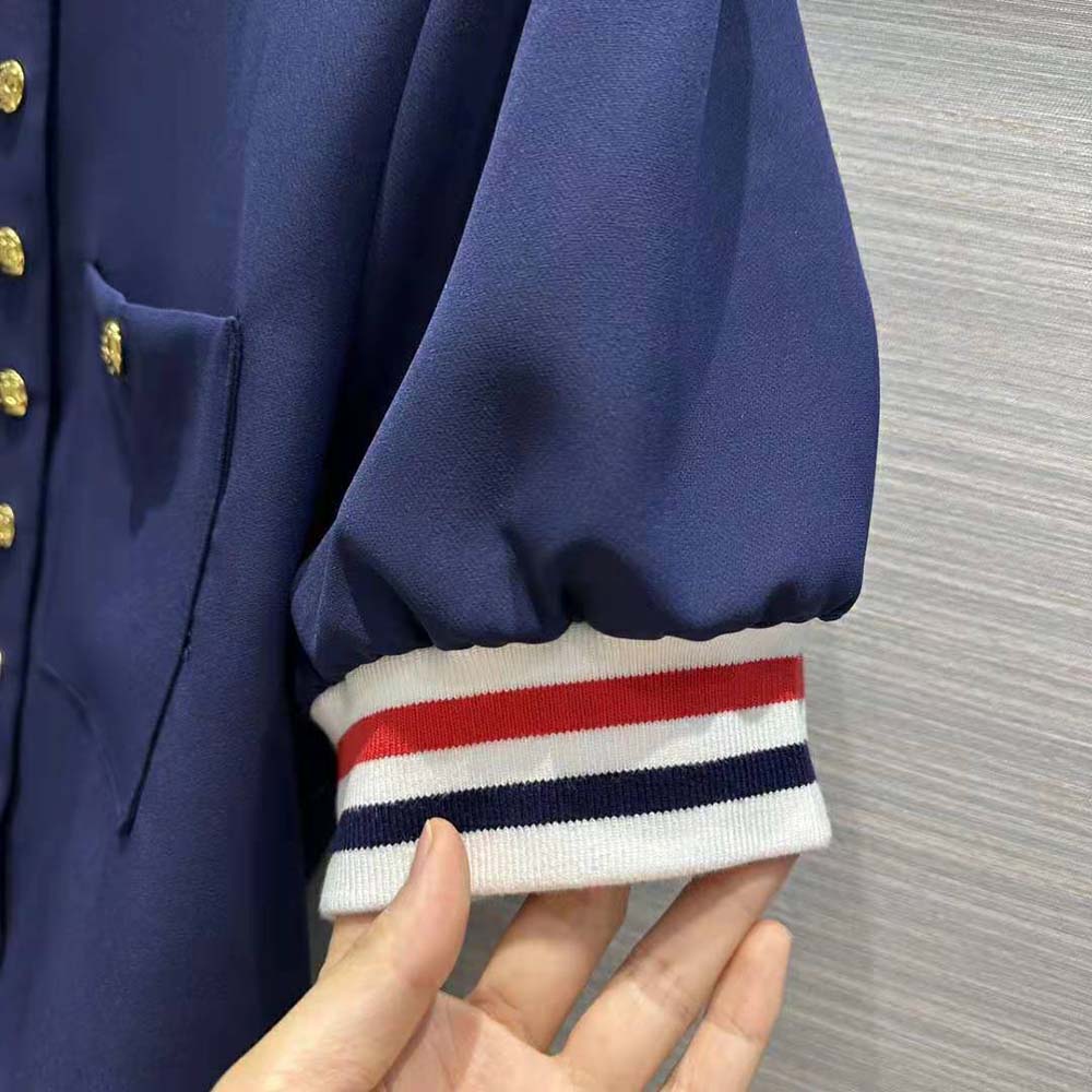 Celine Women Cardigan Jacket in Cotton Gabardine-Navy 9 Celine Women Cardigan Jacket in Cotton Gabardine-Navy - Image 9