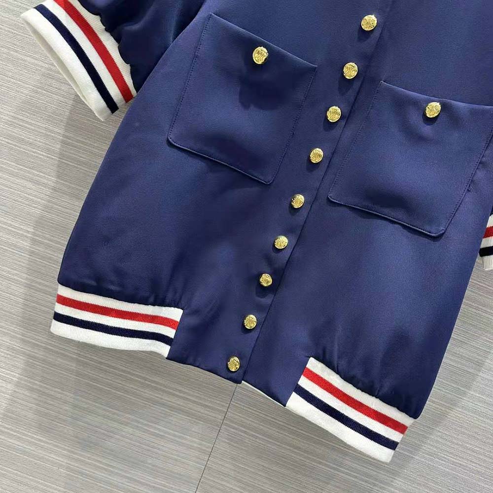 Celine Women Cardigan Jacket in Cotton Gabardine-Navy 8 Celine Women Cardigan Jacket in Cotton Gabardine-Navy - Image 8
