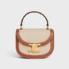 Celine Women Mini Besace Triomphe in Shiny Calfskin-Beige
