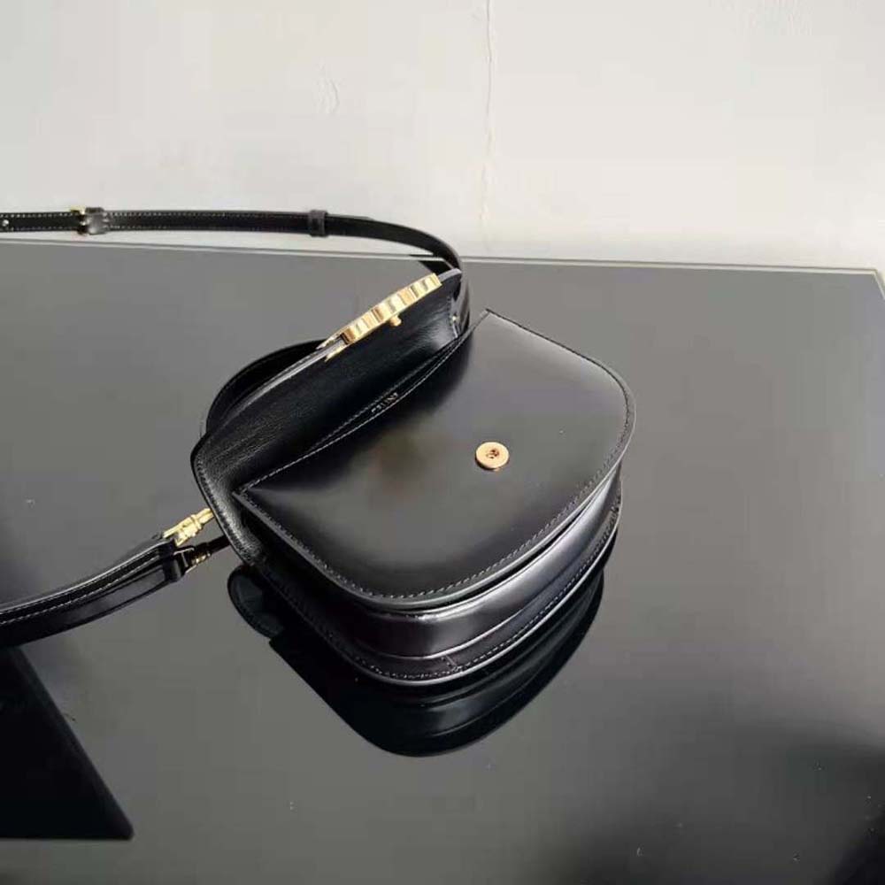 CELINE BAGS MINI BESACE TRIOMPHE IN SHINY CALFSKIN BLACK in 2023