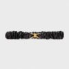 Celine Women Small Triomphe Scrunchy Belt in Lambskin-Black
