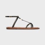 Celine Women Taillat Flat Sandal with Studs in Calfskin - Vegetal Tanning & Studs-Black