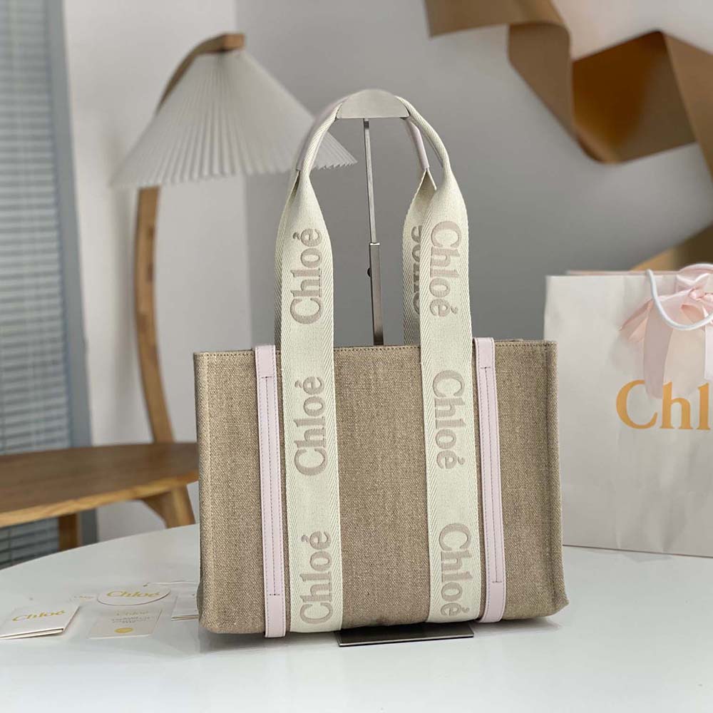 Chloe Women Medium Woody Tote Bag-Pink 2 Chloe Women Medium Woody Tote Bag-Pink - Image 2