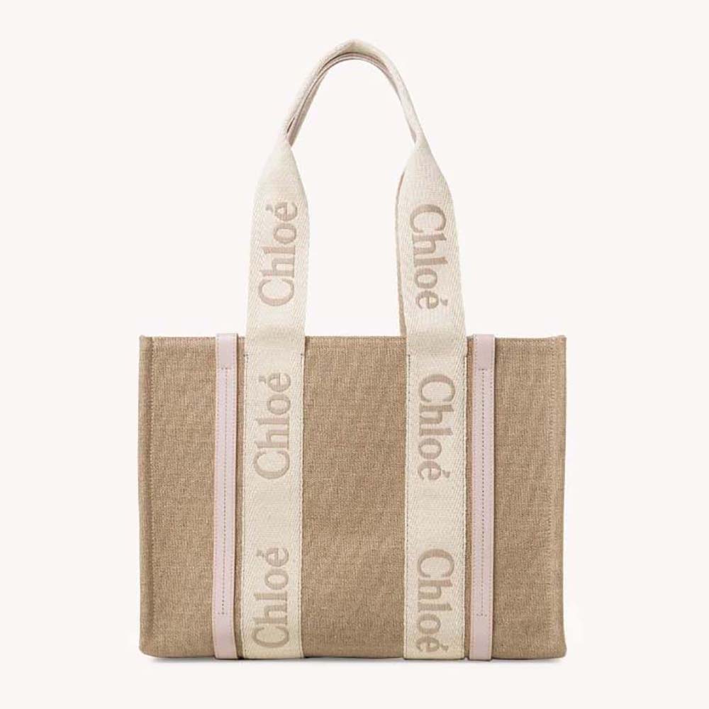 Chloe Women Medium Woody Tote Bag-Pink 1 Chloe Women Medium Woody Tote Bag-Pink