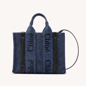 Chloe Women Small Woody Tote Bag-Navy