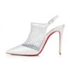 Christian Louboutin Women Plougesta Pump Strass in 100 mm Heel Height-White