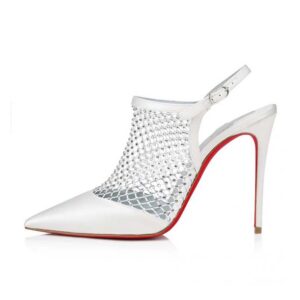 Christian Louboutin Women Plougesta Pump Strass in 100 mm Heel Height-White