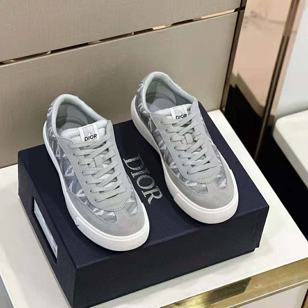 Dior Men B101 Sneaker Dior Gray CD Diamond Canvas Smooth Calfskin and Nubuck 5 Dior Men B101 Sneaker Dior Gray CD Diamond Canvas Smooth Calfskin and Nubuck - Image 5