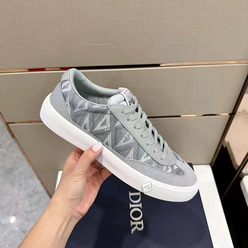 Dior Men B101 Sneaker Dior Gray CD Diamond Canvas Smooth Calfskin and Nubuck 3 Dior Men B101 Sneaker Dior Gray CD Diamond Canvas Smooth Calfskin and Nubuck - Image 3