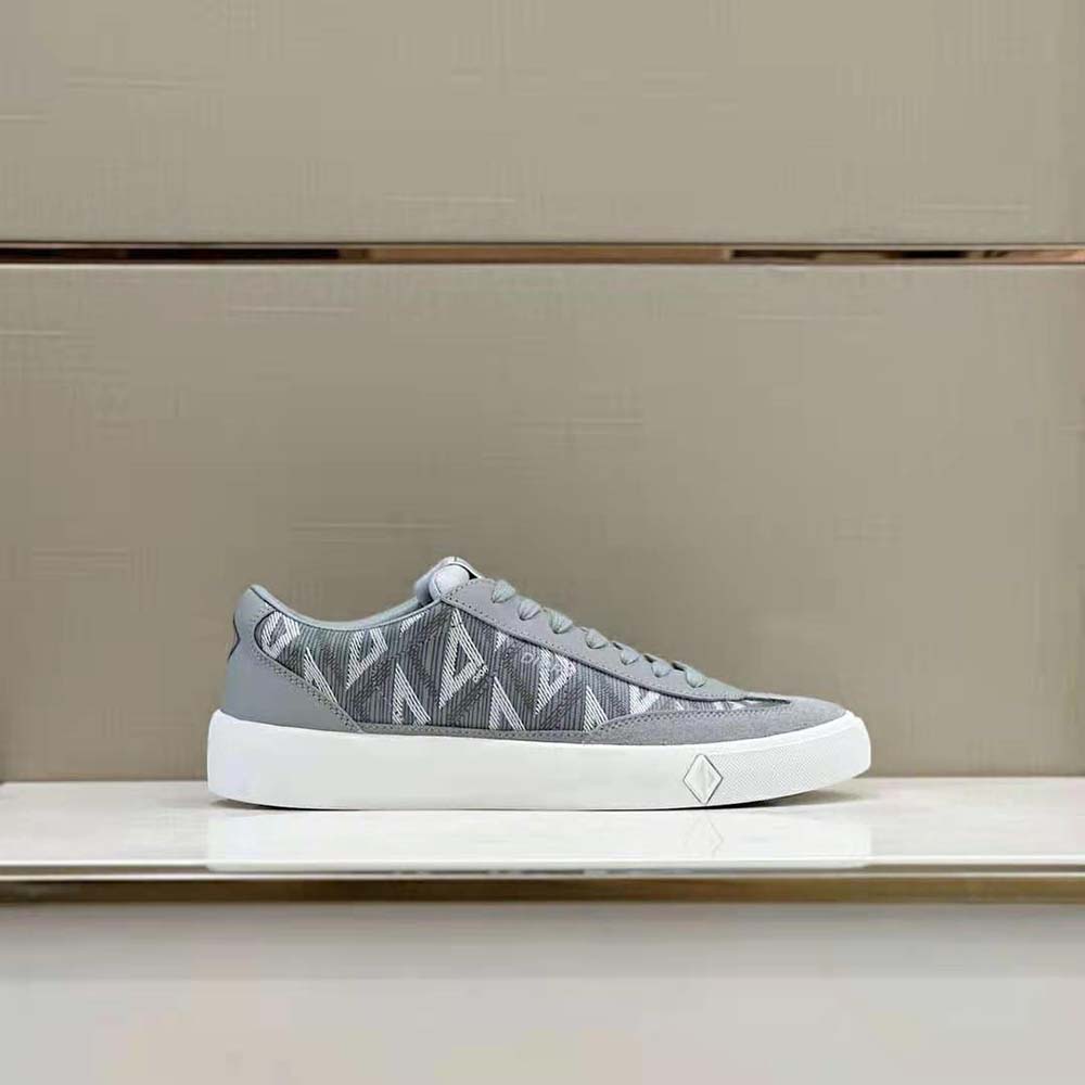 Dior Men B101 Sneaker Dior Gray CD Diamond Canvas Smooth Calfskin and Nubuck 2 Dior Men B101 Sneaker Dior Gray CD Diamond Canvas Smooth Calfskin and Nubuck - Image 2